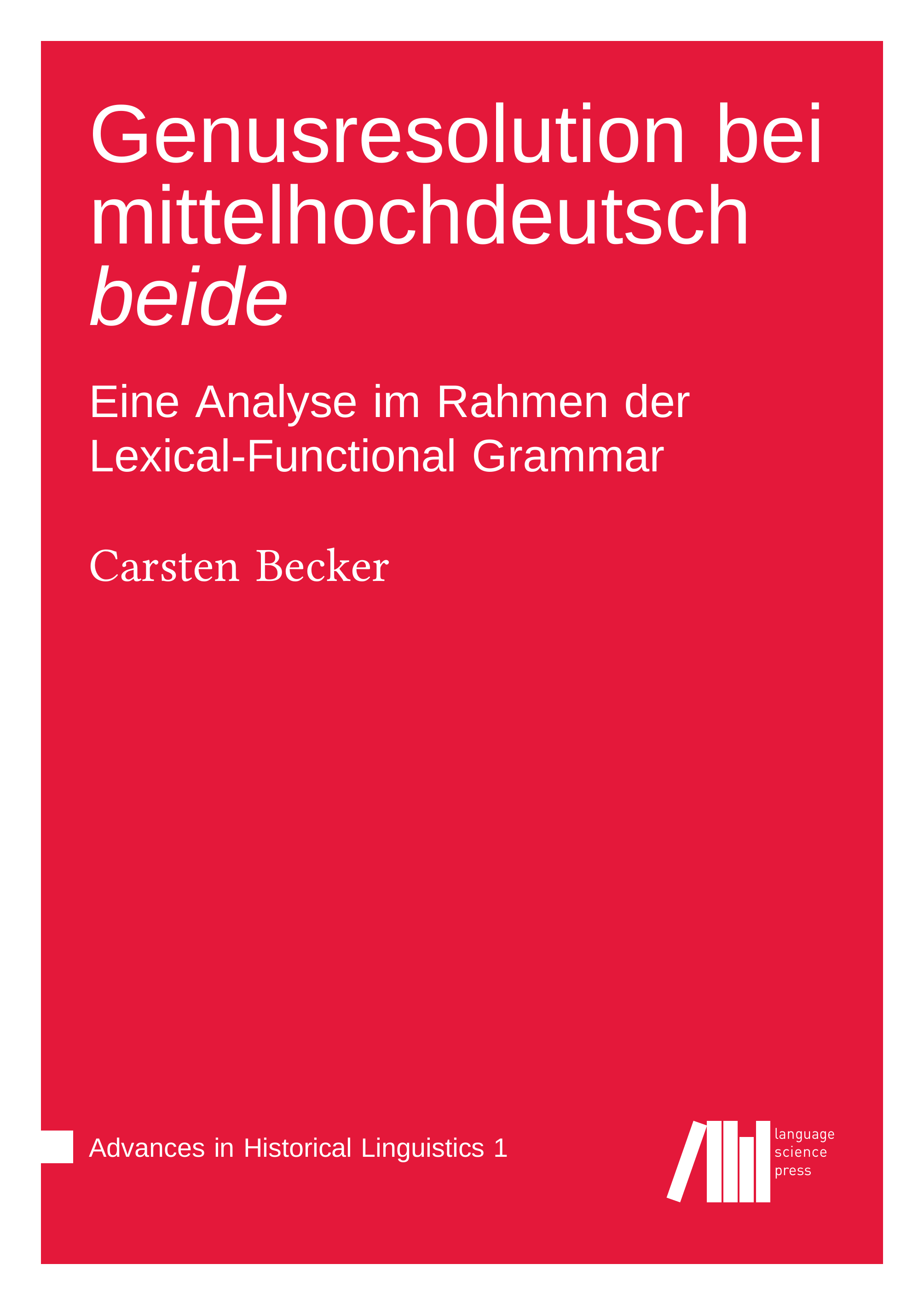 Cover of the book: A simple, text-oriented design stating the author, title, and series information in white on a cool red background